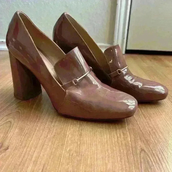 Lewit Amara Antique Loafer Blush Block Heels - Picture 3 of 8